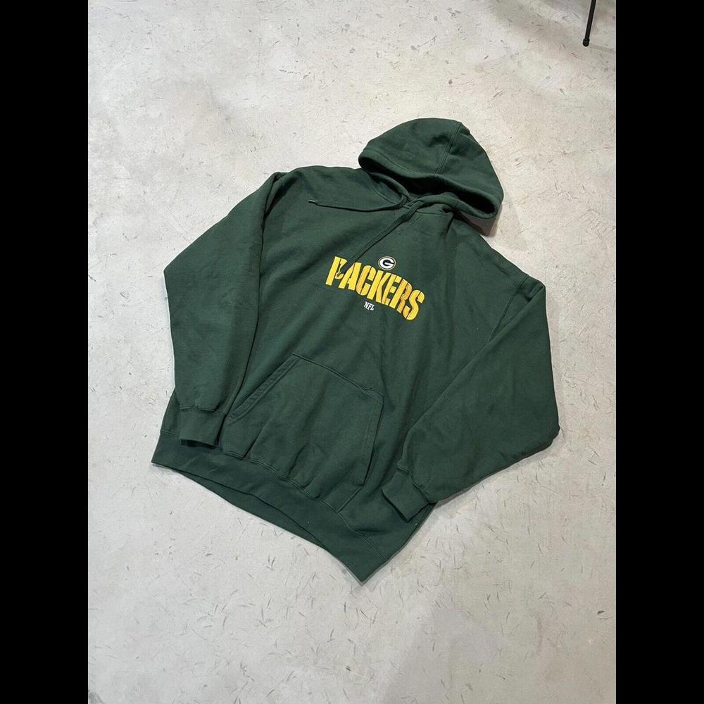 NFL Green Bay Packers Embroidered Hoodie Green and Yellow Mens Size Xl football